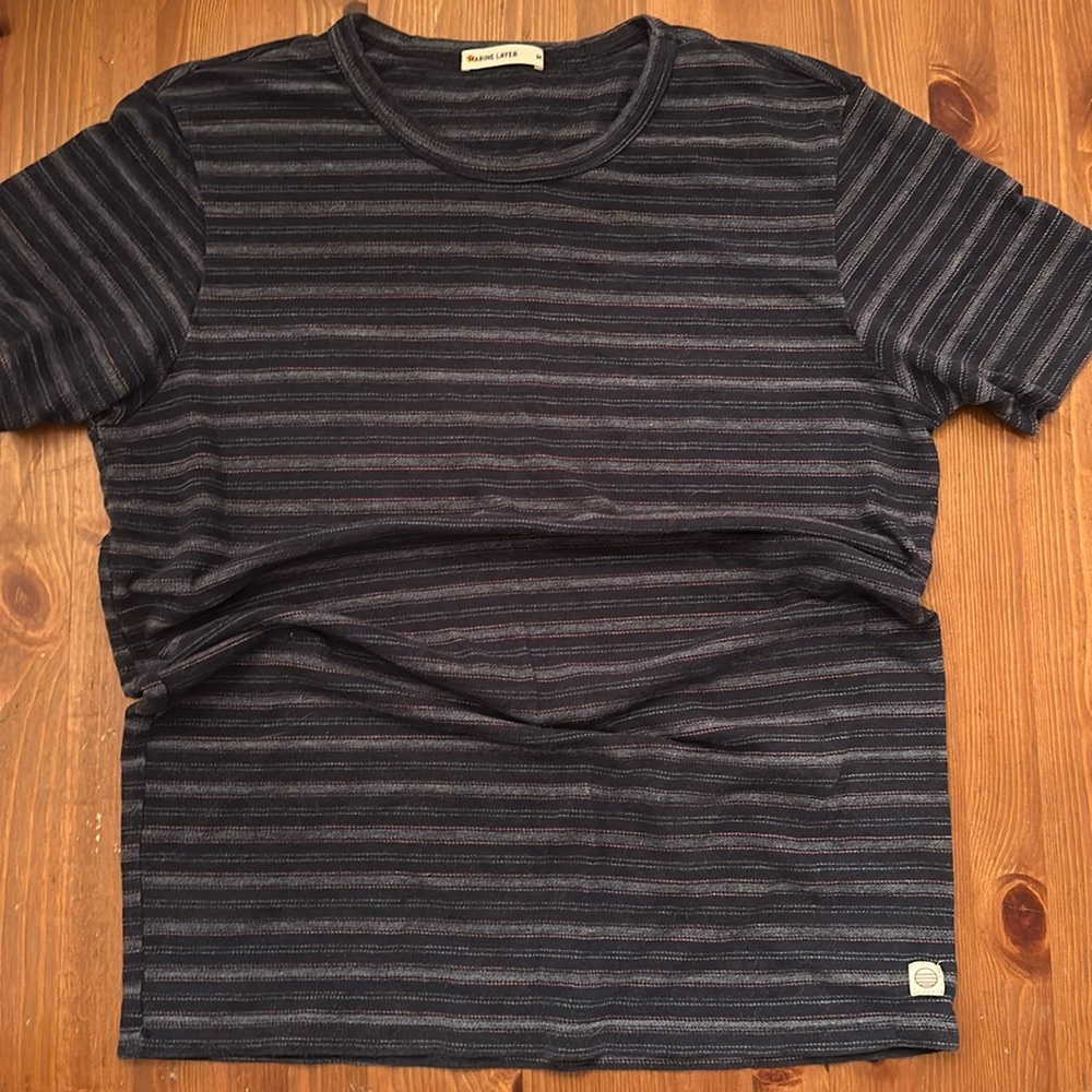 Men's Striped Navy Blue Shirt